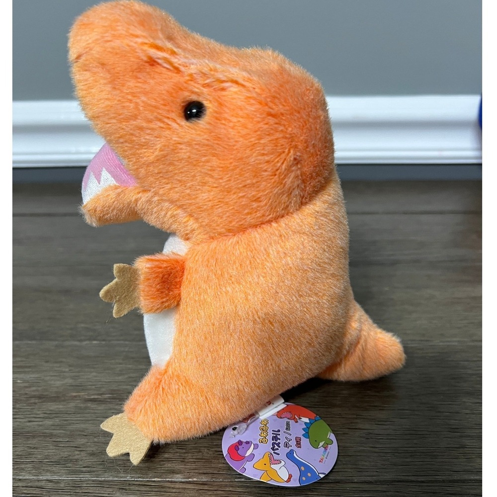 Takashoji Orange Dinosaur Plush Pastel Dino Mascot Stuffed Animal T-Rex Kawaii